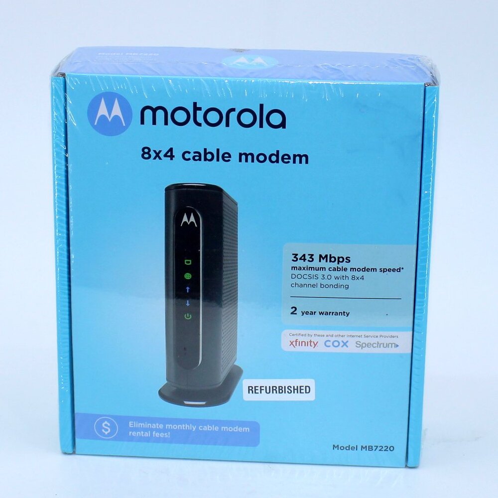 Motorola DOCSIS 3.0 MB7220 8x4 Cable Modem (Refurbished) 343 Mbps